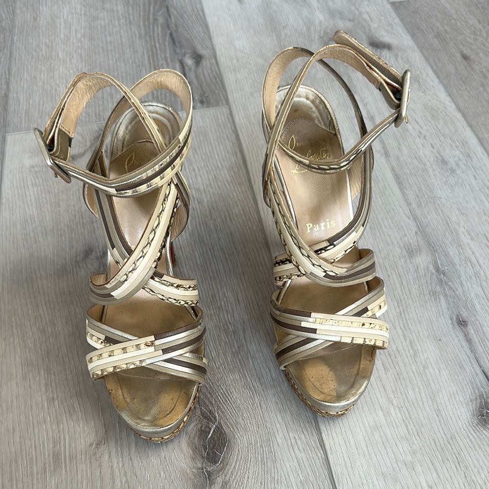 Christian Louboutin Beige Strappy Heels